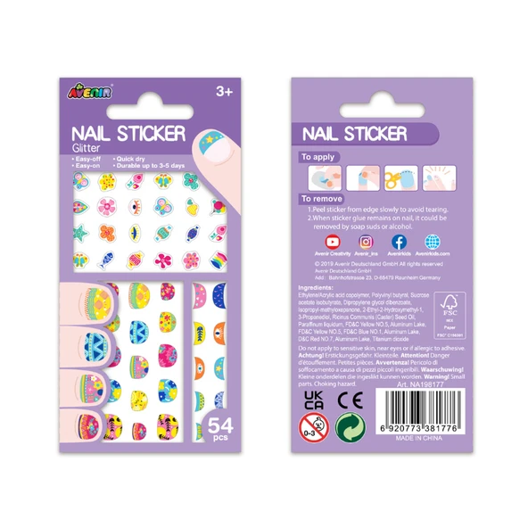 Avenir Simli Tırnak Çıkartmaları - Flower - Resim 3