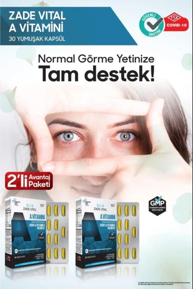 Zade Vital A Vitamini 500 mg 30 Kapsül 2 Adet ürün görseli 1