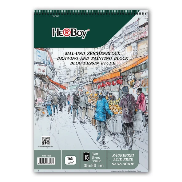 Herboy Spiralli Resim Defteri 35X50 Cm 165 Gr 15 Yaprak ürün görseli 1