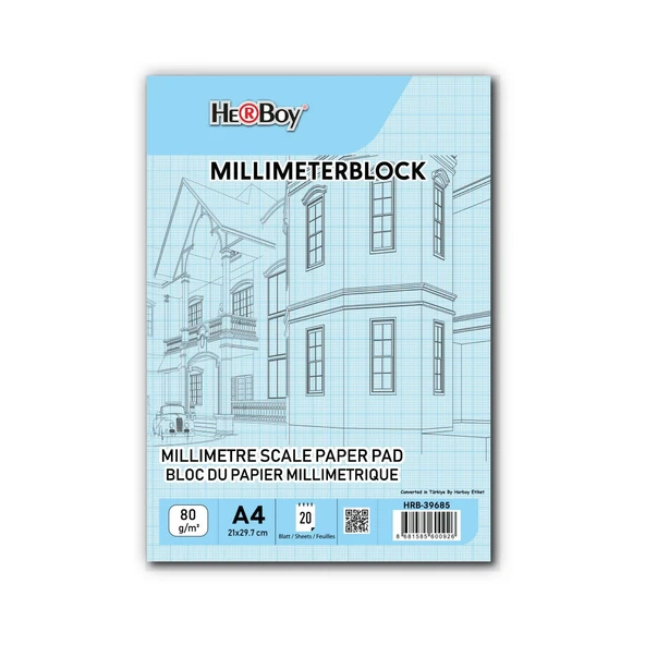 Herboy Milimetrik Defter A4 20 Yaprak Mavi Blok 80 Gr ürün görseli 1