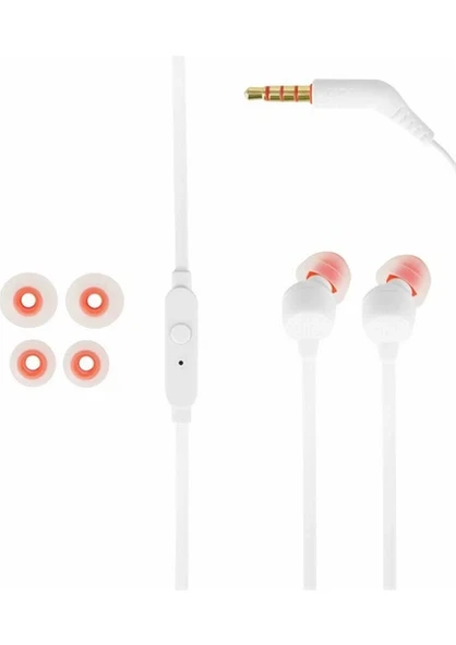 JBL T160 Mikrofonlu Kulakiçi Kablolu Kulaklık Beyaz ürün görseli 1