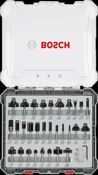 Bosch Profesyonel 30 Parça Karışık Freze Ucu Seti 8 mm Şaftlı ürün görseli 1