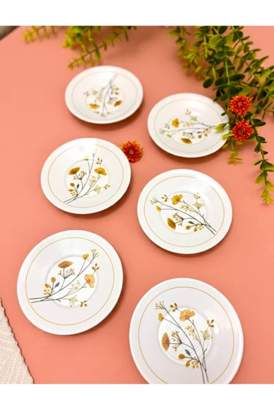 Areyma Elysia Çiçek Desenli 6’lı Çay Tabağı - Resim 2