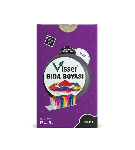 Misyon Visser Toz Gıda Boyası 9 Gr Mor (12 Li Paket) ürün görseli 1