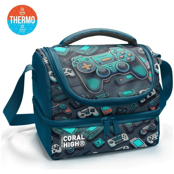 Coral High Kids Nefti Gamer Desenli Thermo Iki Katlı Beslenme Çantası 37220 ürün görseli 1