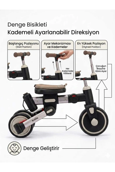 Çift Yönlü Ebeveyn Kontrollü Bisiklet+Denge Bisikleti - Resim 3