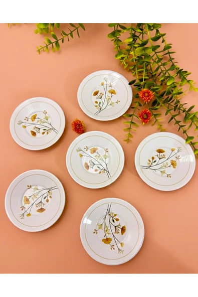 Areyma Elysia Çiçek Desenli 6’lı Çay Tabağı - Resim 3