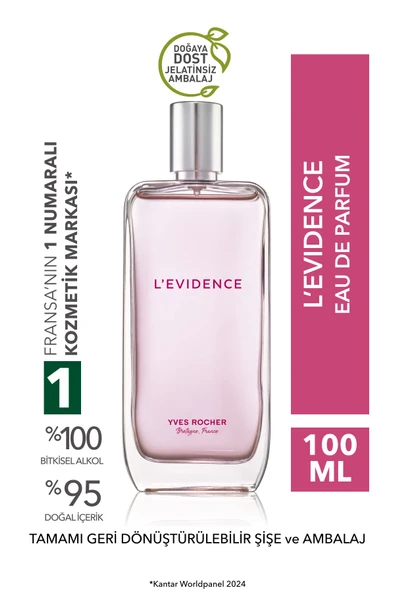 YVES ROCHER L'EVİDENCE EDP- COMME UNE EVİDENCE- KADIN PARFÜM-VEGAN-100ML ürün görseli 1