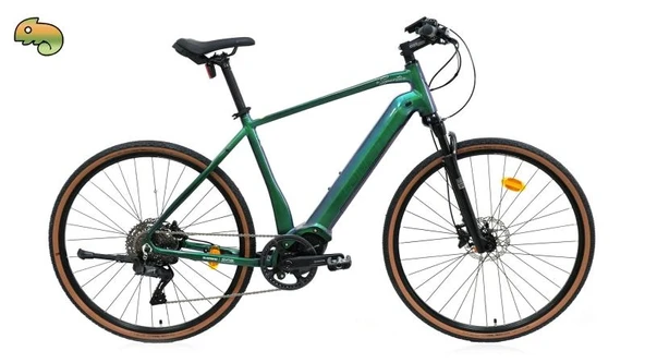 CARRARO E-SPORTIVE X PRO ERKEK ŞEHİR BİSİKLETİ 520H HD 28 JANT 10 VİTES DI2 MET.YEŞİL TURUNCU GÜMÜŞ ürün görseli 1