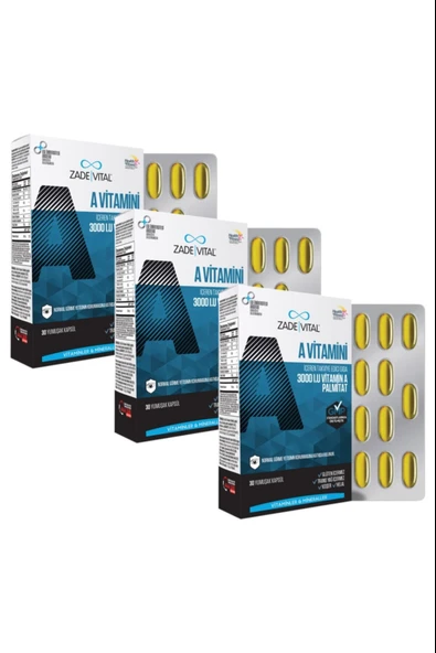 Zade Vital A Vitamini 500 mg 30 Kapsül 3 Adet ürün görseli 1