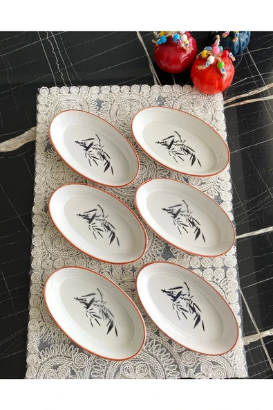 Areyma Zeytindalı Model 6’lı Oval Kahvaltı Tabağı ürün görseli 1