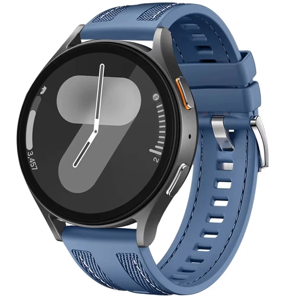 Sneezy Huawei Watch GT2 42mm ile Uyumlu Metal Tokalı Dikiş Detaylı Şık Dokuma Silikon Kordon  Mavi ürün görseli 1