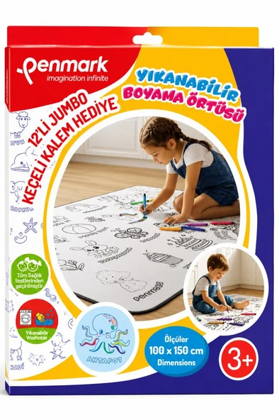 PENMARK BOYAMA HALISI+JUMBO KECELI KALEM 12LI HS52 ürün görseli 1