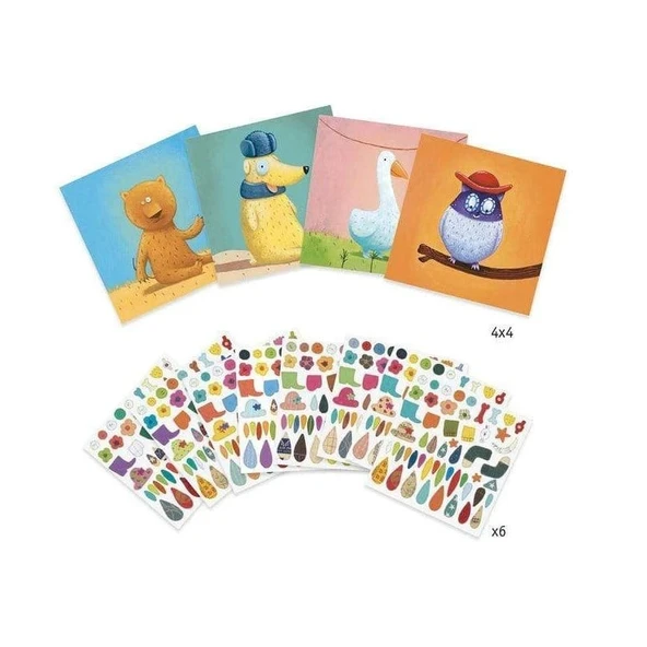Djeco Yapıştırma Kartları - Create Animals - Resim 2
