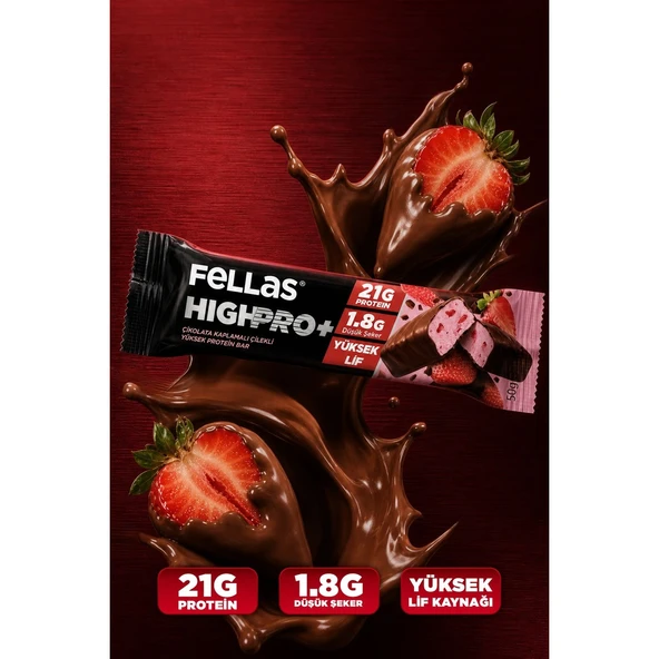 Çikolata Kaplı HighPro Protein Bar - Çilekli (50 g) x 12 Adet ürün görseli 1