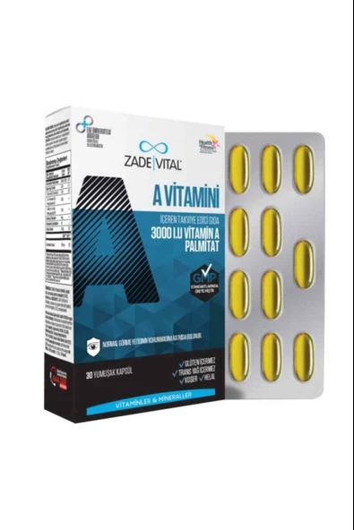 Zade Vital A Vitamini 500 mg 30 Kapsül ürün görseli 1