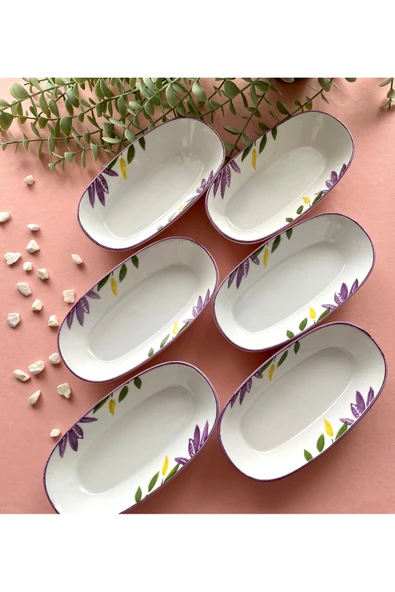 Areyma Başak Lila Model 6’lı Oval Kahvaltı Tabağı ürün görseli 1