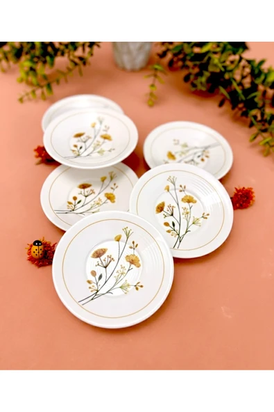 Areyma Elysia Çiçek Desenli 6’lı Çay Tabağı ürün görseli 1
