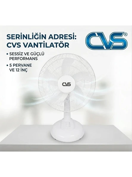 CVS DN 91059 12''ınc Masaüstü Vantilatör Beyaz ürün görseli 1