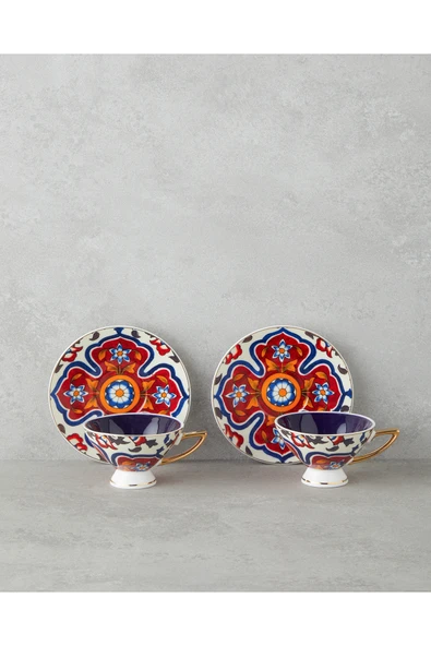 English Home Willow New Bone China 4 Parça 2 Kişilik Kahve Fincan Takımı 90 ml Renkli ürün görseli 1