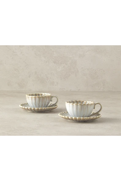 English Home Fiore New Bone China 4 Parça 2 Kişilik Kahve Fincan Takımı Gri ürün görseli 1