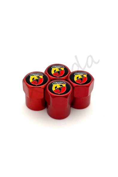 FİAT ABARTH LOGOLU ALÜMİNYUM KAPLAMA 4 ADET SİBOP KAPAK (KIRMIZI) ürün görseli 1
