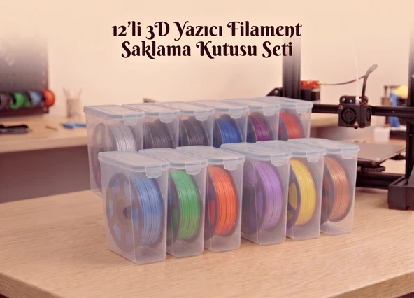 3D Yazıcı Filament Saklama Kabı Seti Hava Sızdırmaz Contalı 4.5 LT 12'li Set MAB-179 ürün görseli 1