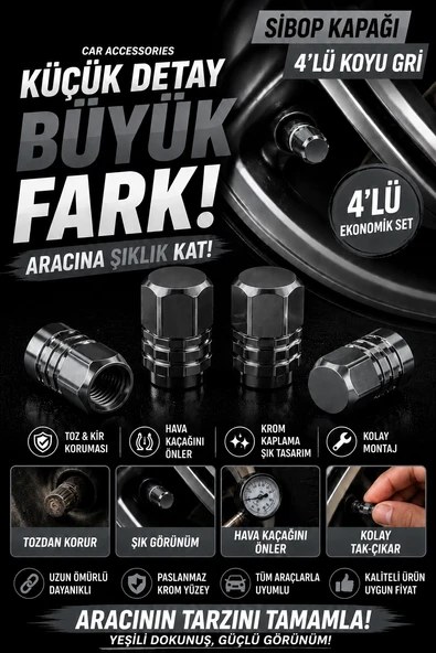 Alüminyum Altıgen Sibop Kapağı 4'lü Sibob Kapağı 4 adet ürün görseli 1