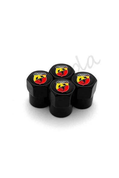 FİAT ABARTH LOGOLU ALÜMİNYUM KAPLAMA 4 ADET SİBOP KAPAK (SİYAH) ürün görseli 1