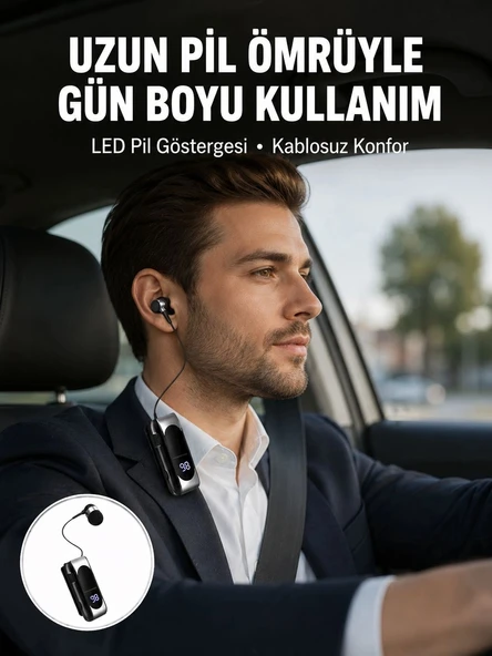 Bluetooth 5.2 Klipsli Kablosuz Kulaklık – Dijital Ekran & Titreşimli Uyarı Yeni Nesil ürün görseli 1