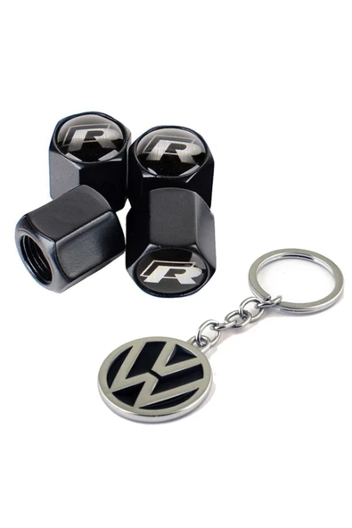 Volkswagen Passat B6 2005-2010 R Logolu Sibop Kapağı 4 Adet Ve Krom Anahtarlık ürün görseli 1