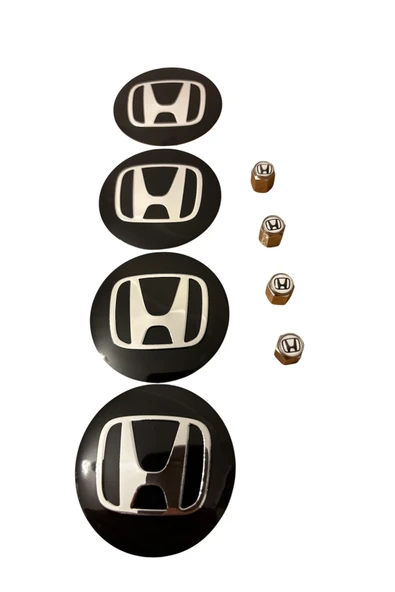 HONDA LOGO ALÜMİNYUM MALZEME 4 ADET JANT GÖBEK VE 4 ADET METAL SİBOP KAPAK TAKIMI ürün görseli 1