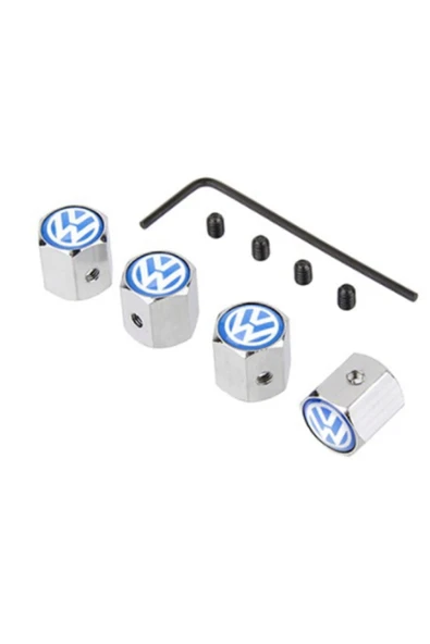 Volkswagen Polo 6n 1994-1999 Mavi Logolu Krom Renk Açılmayan Metal Sibop Kapağı ürün görseli 1