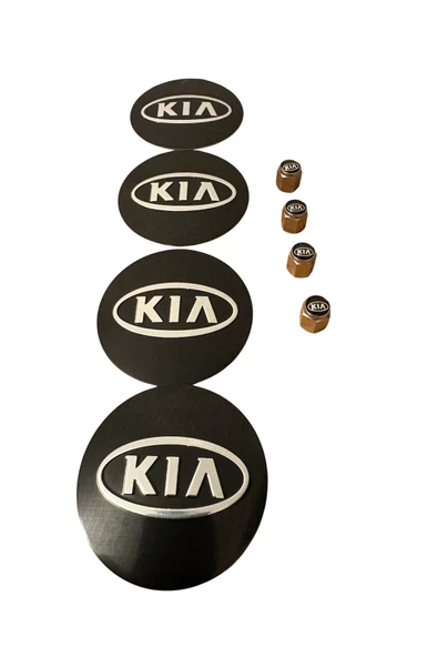 KIA LOGO ALÜMİNYUM MALZEME 4 ADET JANT GÖBEK VE 4 ADET METAL SİBOP KAPAK TAKIMI ürün görseli 1
