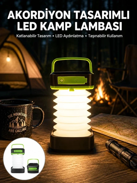 Katlanabilir Kamp Lambası Akordiyon Lamba Şarjlı 3 Kademeli Solar Yeni Nesil ürün görseli 1