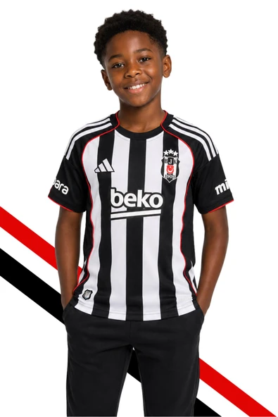 ORJİNAL LİSANSLI ADİDAS BEŞİKTAŞ FORMA 25-26 SEZON ÇUBUKLU ÇOCUK FORMASI ürün görseli 1