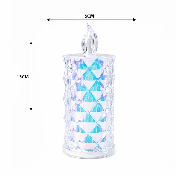 12 ADET LED CANDLE KAMP BÜYÜK BOY= ÇAP:5CM - Y: 16CM PİLLİ LED MUM MİKA KRİSTAL PLASTİK YAKUT-13637 (5224) ürün görseli 1