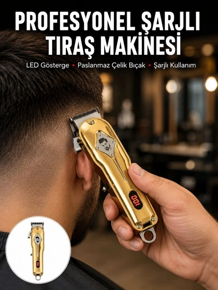 Type-C Şarjlı LCD Ekranlı Profesyonel Saç Sakal Tıraş Makinesi Yeni Nesil ürün görseli 1