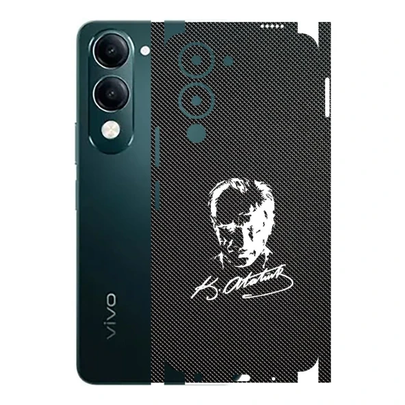 Vivo Y29S ile Uyumlu Bumper Serisi Premium Kaplama 360  Atatürk İmzalı Siyah ürün görseli 1