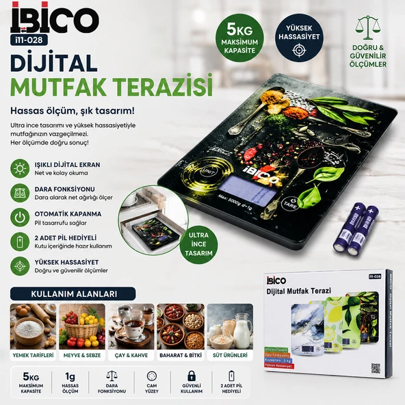 CAM MUTFAK TARTISI TERAZİ LCD EKRAN 5KG/1GR PİLLİ GR/OZ/ML/IB ÖLÇÜM İ11-028 (5224) ürün görseli 1