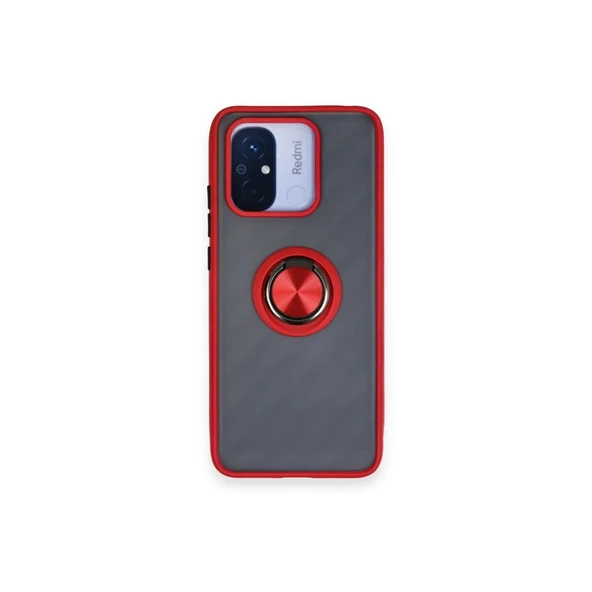Xiaomi Redmi 12c Kılıf Montreal Yüzüklü Silikon Kapak - Kırmızı ürün görseli 1