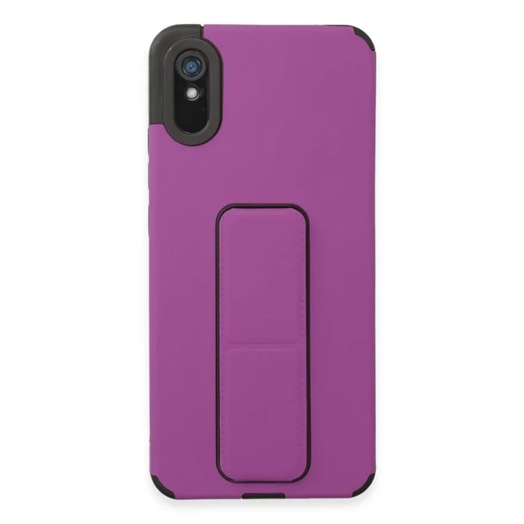 Xiaomi Redmi 9a Kılıf Mega Standlı Silikon - Mor - Resim 3