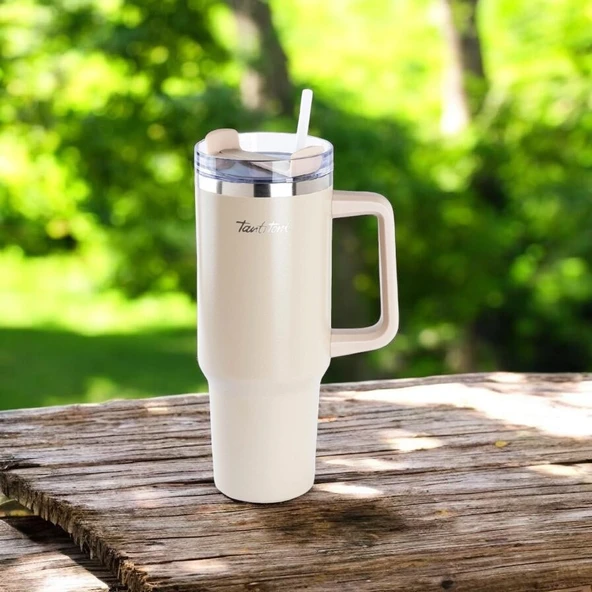 Tantitoni Pipetli Çelik Termos 1.2 L Açık Kahve ürün görseli 1