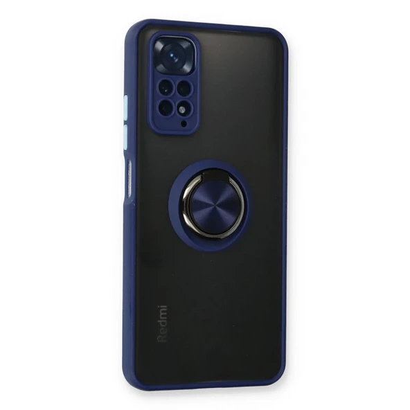 Xiaomi Redmi Note 11 Kılıf Montreal Yüzüklü Silikon Kapak - Lacivert ürün görseli 1