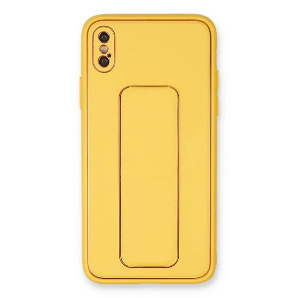 Apple İphone Xs Max Kılıf Coco Deri Standlı Kapak - Sarı ürün görseli 1