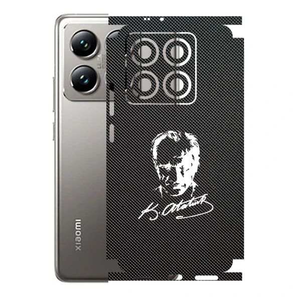 Xiaomi 14T Pro ile Uyumlu Bumper Serisi Premium Kaplama 360  Atatürk İmzalı Siyah ürün görseli 1