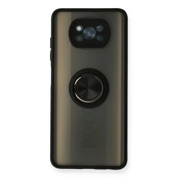 Xiaomi Pocophone X3 Kılıf Montreal Yüzüklü Silikon Kapak - Siyah ürün görseli 1