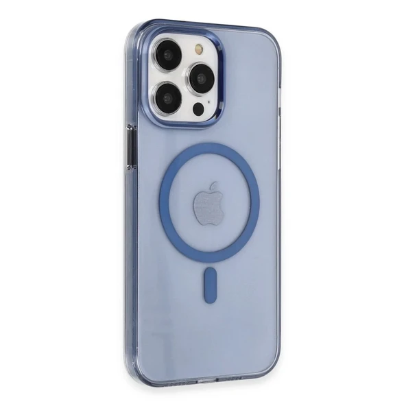 Apple İphone 14 Pro Max Kılıf Tron Şeffaf Magsafe Kapak - Mavi ürün görseli 1