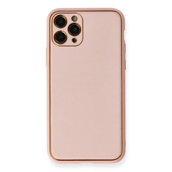Apple İphone 11 Pro Kılıf Coco Deri Silikon Kapak - Pembe - Resim 6