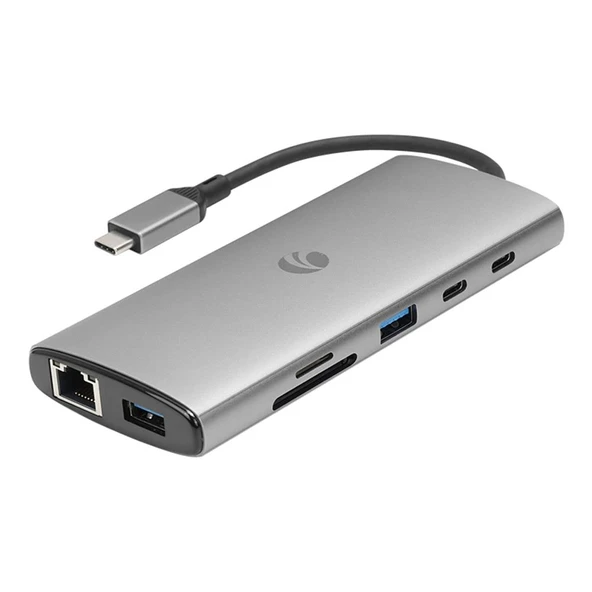 Vcom CUE68 Type-C To 2-HDMI(4K@60Hz)+G LAN+2-USB 3.0+2-Type-C(10Gb)+SD TF+PD3.0 100W Çoklayıcı ürün görseli 1